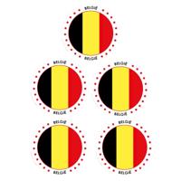 Vlag Belgie stickers - 5x - rond - D14,8 cm - Belgische vlag - Landen thema