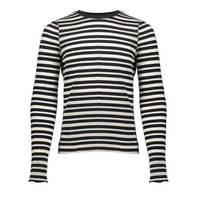 Geisha winter top meisjes - zwart/wit - ajour - longsleeve, gestreept