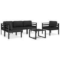 6-delige Loungeset met kussens aluminium antraciet