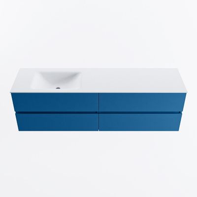 MONDIAZ VICA 170cm badmeubel onderkast Jeans 4 lades. Wastafel CLOUD links zonder kraangat, kleur Talc.
