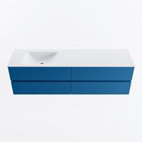 MONDIAZ VICA 170cm badmeubel onderkast Jeans 4 lades. Wastafel CLOUD links zonder kraangat, kleur Talc.