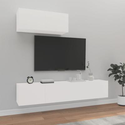 3-delige Tv-meubelset bewerkt hout wit