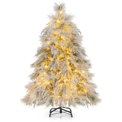 150 cm Kerstboom Kunstmatig Kerstbomen Dennenboom Kunstboom Decoratieboom met Sneeuw en Verlichting