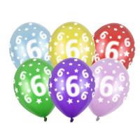 6 jaar verjaardag ballonnen met sterretjes - 6x stuks - 30 cm - Feestartikelen/versiering