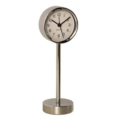 Gerimport Tafelklok staand - metaal - zilver - 22 cm- pilaarklok