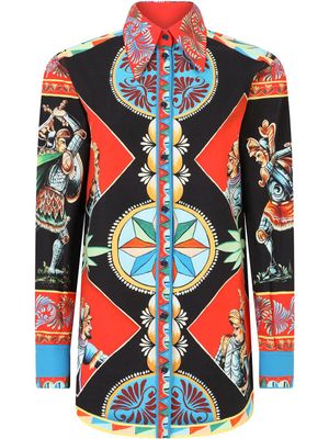 Dolce & Gabbana chemise en popelien à imprimé Carretto - Noir