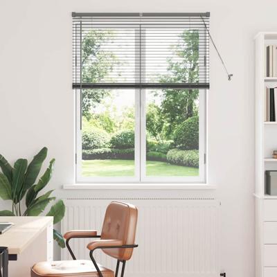 Raam Blind met gordijnen Anders Donkergrijs 105 x 130 cm Aluminium