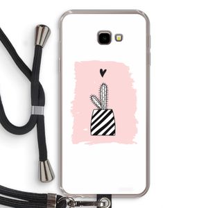 Zwart-wit cactus: Samsung Galaxy J4 Plus Transparant Hoesje met koord