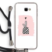 Zwart-wit cactus: Samsung Galaxy J4 Plus Transparant Hoesje met koord