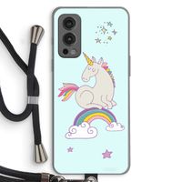Regenboog eenhoorn: OnePlus Nord 2 5G Transparant Hoesje met koord