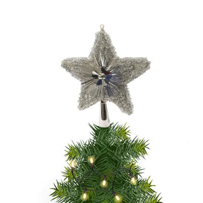 Bellatio decorations Kerstboom piek - 1x - ster - zilver - kunststof - 23 cm - kerstversiering Bellatio decorations Kerstboom piek - 1x - ster - zilver - kunststof - 23 cm - kerstversiering
