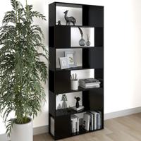Boekenkast/kamerscherm 80x24x186 cm bewerkt hout zwart