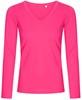 Promodoro XO1560 Women´s V-Neck T-Shirt Long Sleeve - Bright Rose - L