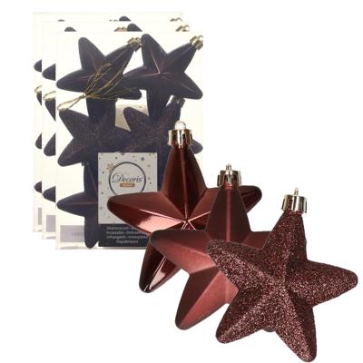 Decoris kersthanger sterren - 18x st - mahonie bruin - 7 cm - kunststof - kerstornamenten Decoris kersthanger sterren - 18x st - mahonie bruin - 7 cm - kunststof - kerstornamenten