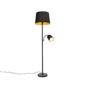 QAZQA Smart vloerlamp zwart met goud incl. Wifi A60 en E14 - Retro