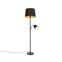 QAZQA Smart vloerlamp zwart met goud incl. Wifi A60 en E14 - Retro