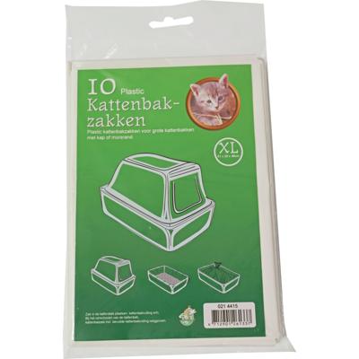 Kattenbak afvalzakken - 10x stuks - wit - 51 x 20 x 46 cm - plastic - kattenbakzakken