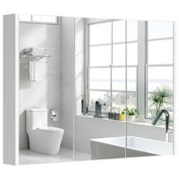 Drie Spiegels Badkamermeubel Badkamer Wandkast met Verstelbare Planken 90 x 11 x 65 cm Wit