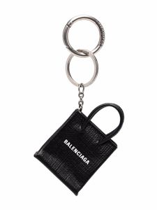 Balenciaga mini porte-clés à logo gravé - Noir