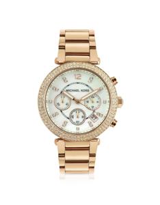 Michael Kors Dames Parker roestvrijstalen Rosegoudkleurig horloge 39 mm MK5491