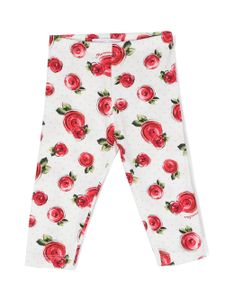 Monnalisa legging à roses imprimées - Blanc