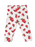 Monnalisa legging à roses imprimées - Blanc