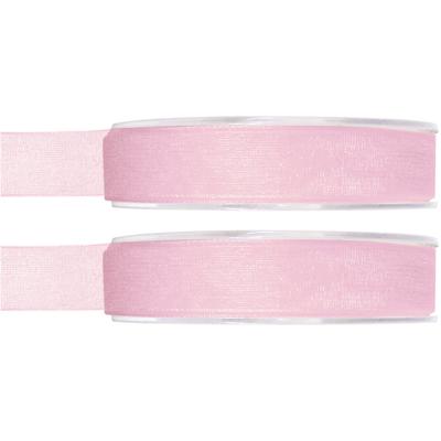 Organza sierlint - 2x stuks - roze - 20 meter x 1,5 cm - cadeaulint ribbon