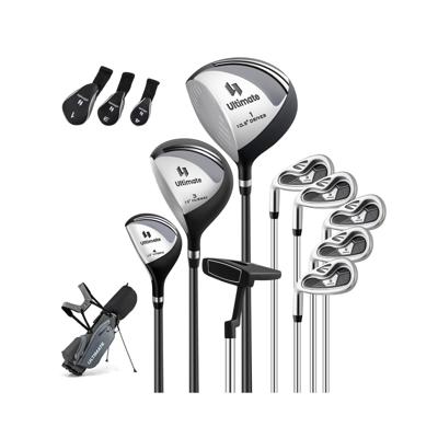 Compleet Golfclubs- en Tasset voor Linkshandige Heren Draagbare Lichte Golfstandtas Grijs