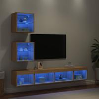 5-delige Tv-wandmeubelset met LED bewerkt hout sonoma eiken