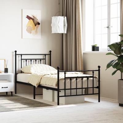 Bedframe met hoofd- en voeteneinde metaal zwart 90x200 cm