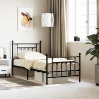 Bedframe met hoofd- en voeteneinde metaal zwart 90x200 cm - thumbnail