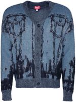 Diesel K-Petalo patterned-intarsia cardigan - Violet - thumbnail