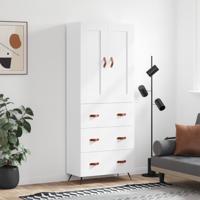 Hoge kast 69,5x34x180 cm bewerkt hout wit