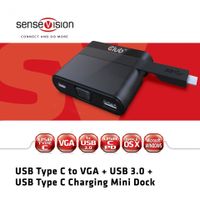 CLUB3D USB 3.0 Type-C to VGA + USB Mini Dock USB 3.1 (3.1 Gen 2) Type-? - thumbnail