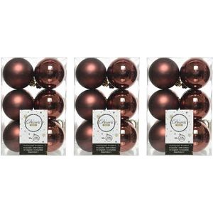 36x Kunststof kerstballen glanzend/mat mahonie bruin 6 cm kerstboom versiering/decoratie   -