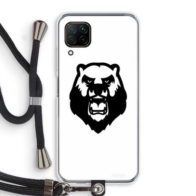 Angry Bear (white): Huawei P40 Lite Transparant Hoesje met koord