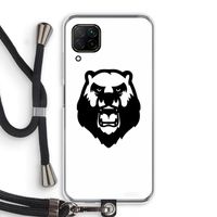 Angry Bear (white): Huawei P40 Lite Transparant Hoesje met koord
