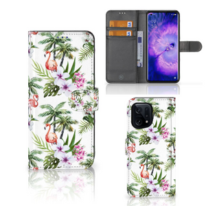 OPPO Find X5 Telefoonhoesje met Pasjes Flamingo Palms