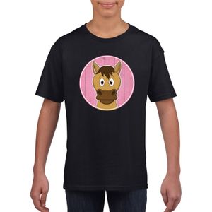 Dieren paard shirt zwart jongens en meisjes