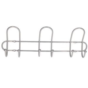 1x Luxe kapstokken / jashaken / wandstokken zilver metaal 3x dubbele brede haak 14 x 40 cm