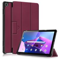 Lunso - Lenovo Tab M10 Gen 3 (3e generatie) - Tri-Fold Bookcase hoes - Bordeaux Rood