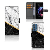 Motorola Edge 20 Pro | Bookcase | Marmer Wit Zwart - Origineel Cadeau Man