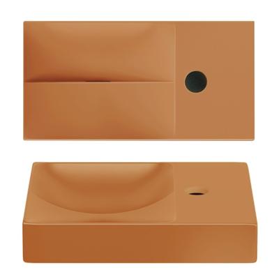 Clou Vale Fontein Met Kraangat Rechts Met Geïntegreerde Afvoer Mat Italiaans Zand Keramiek 38 cm Clou