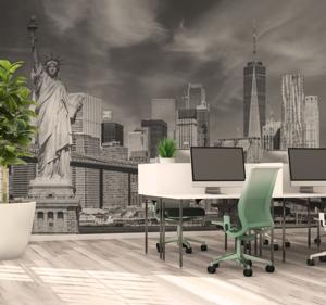 Zwart en wit New York kantoor fotobehang