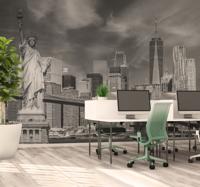 Zwart en wit New York kantoor fotobehang