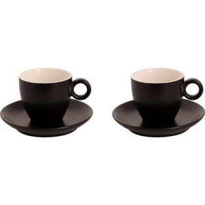 Maastricht Porselein Koffiekop en schotel Bart Colour Cafe 17 cl 13.5 cm Zwart Porselein 2 stuks