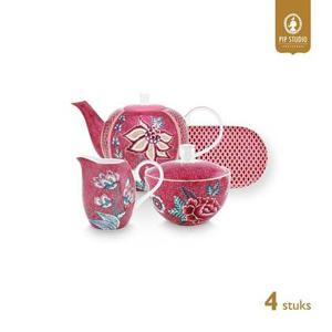 Pip Studio Theeset - Flower Festival - Roze - Set van 4