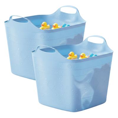 Excellent houseware Flexibele kuip / emmer - 2x - blauw - 25 l - kunststof - 40 x 35 cm