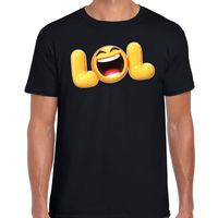 Funny emoticon t-shirt LOL zwart heren - thumbnail