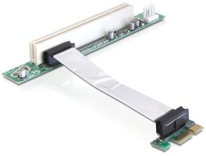 Delock 41856 Riser Card PCI Express x1 > 1 x PCI met flexibele kabel 9cm links insteken